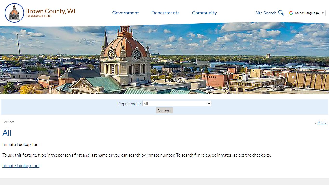 Brown County » Services » All » Inmate Lookup Tool